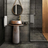 Fregadero de pedestal de arcilla de caolín retro vintage Fregadero de baño independiente
