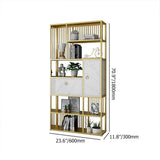 Estantería geométrica moderna de 5 niveles de 70.9" con 1 cajón y 1 puerta en blanco y dorado