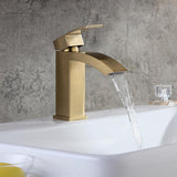Faupe de lavabo de salle de bain monté sur pont en or de style brossé contemporain