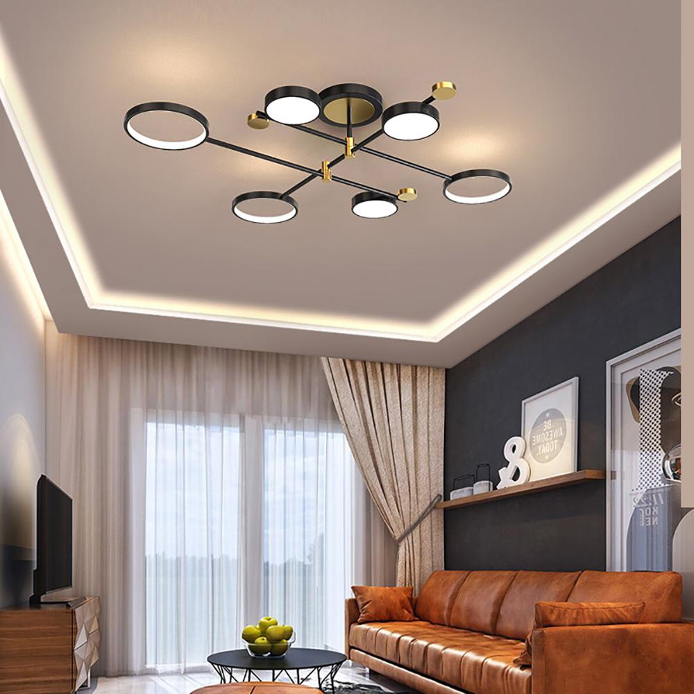 Modern Semi Flush Mount Lighting Gold Ceiling Light Fixture LED Ring