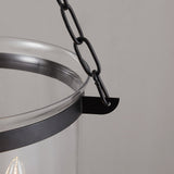 Rétros Rustic Glass Glass Shade Bell Pindant Pendante Light avec 3 bougettes en métal noir