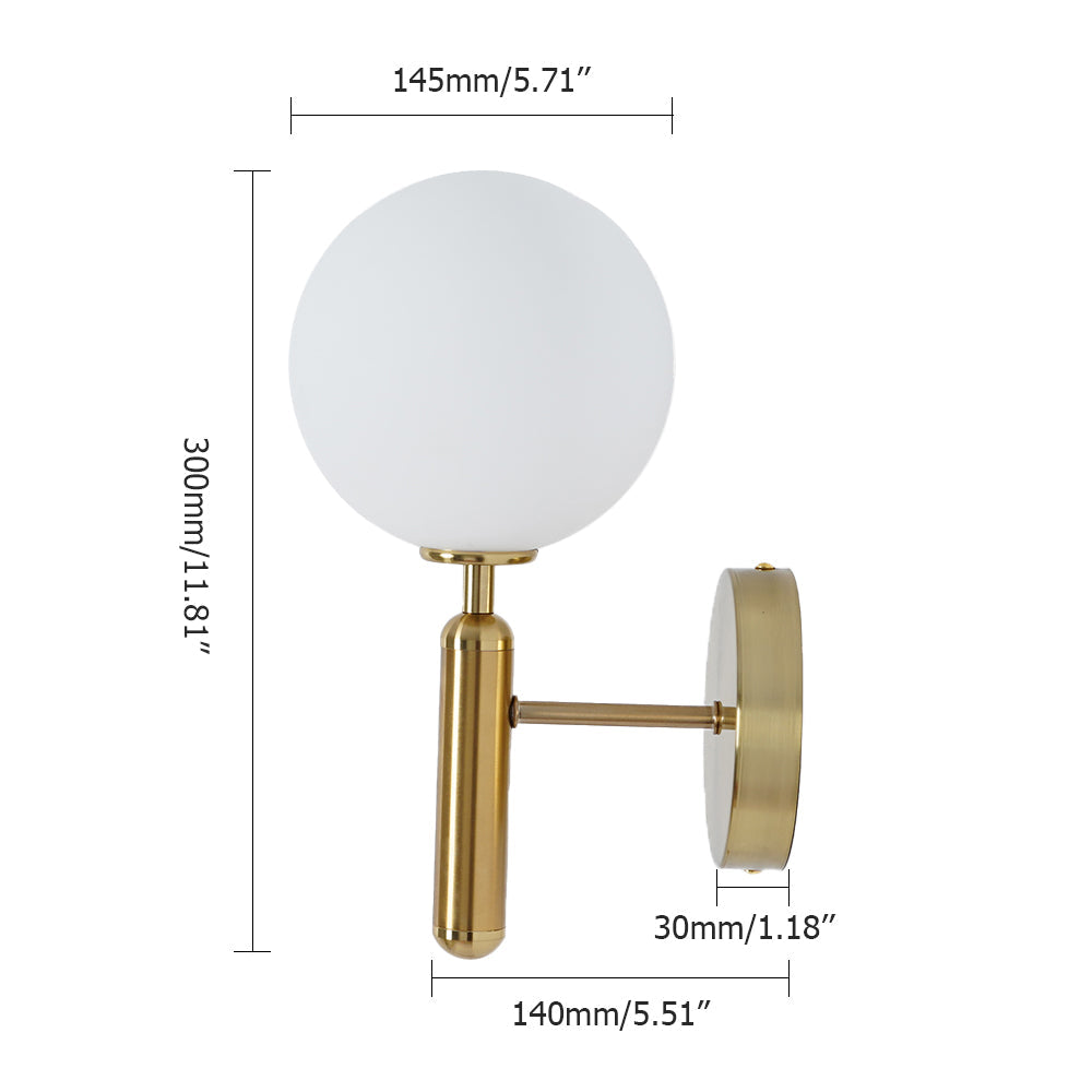 White and Gold LED Glass Globe Indoor Wall Sconce
