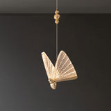 Lámpara colgante única mariposa LED transparente y dorada