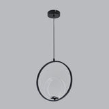 Lámpara colgante LED de acrílico moderna Lámpara circular de metal negro