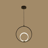 Lámpara colgante LED de acrílico moderna Lámpara circular de metal negro