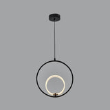 Modern Acrylic LED Pendant Light Black Metal Circular Lamp