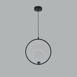 Modern Acrylic LED Pendant Light Black Metal Circular Lamp