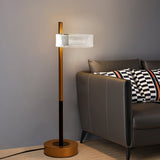 Lámpara de mesa LED negra y dorada con pantalla acrílica industrial moderna para mesita de noche de dormitorio