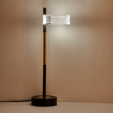 Lámpara de mesa LED negra y dorada con pantalla acrílica industrial moderna para mesita de noche de dormitorio