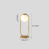 Goldfarbene Metall-Weiß-Glas-Kugel-Tischlampe LED für Schlafzimmer