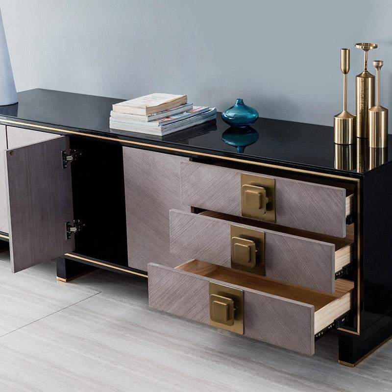 Dewion 87" Wood Black and Gold TV Stand with Storage-Richsoul-Furniture,Living Room Furniture,TV Stands