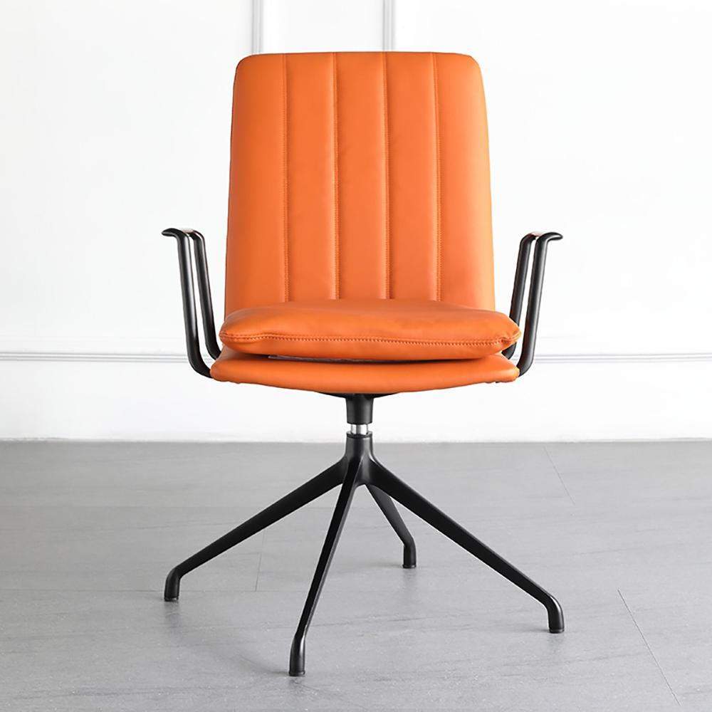 Orange Bürostuhl für Schreibtisch Gepolsterter PU-Leder-Drehstuhl