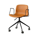 Brown Modern Swivel Office Chair PU Leather Upholstered Computer Chair with Backrest-Furniture,Office Chairs,Office Furniture