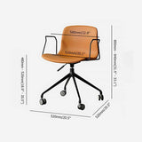 Brown Modern Swivel Office Chair PU Leather Upholstered Computer Chair with Backrest-Furniture,Office Chairs,Office Furniture