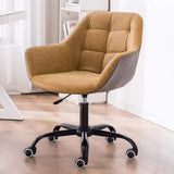 Brauner Leder-Bürostuhl für Schreibtisch, gepolsterter Arbeitsstuhl, höhenverstellbar
