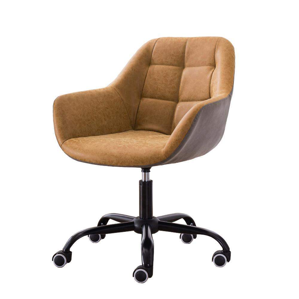 Brown Leath-aire Tufted Office Chair for Desk Upholstered Task Chair Adjustable Height-Furniture,Office Chairs,Office Furniture