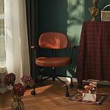 Moderner Bürostuhl aus PU-Leder, gepolsterter, höhenverstellbarer Bürostuhl mit schwarzen Beinen