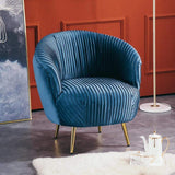 Blue Velvet Accent Chair Upholstered Arm Chair with Metal Legs in Gold-Richsoul-Chairs &amp; Recliners,Furniture,Living Room Furniture