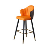 Orange Modern Bar Stool Height Upholstered Chair with PU Leather