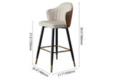 Orange Modern Bar Stool Height Upholstered Chair with PU Leather