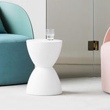 White Modern Hourglass Side Table PP Plastic End Table-Richsoul-End &amp; Side Tables,Furniture,Living Room Furniture