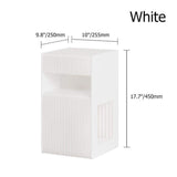 Foldable End Table with Storage Acrylic Tabletop Side Table White-Richsoul-End &amp; Side Tables,Furniture,Living Room Furniture
