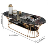 Modern Marble Coffee Table with Shelf Metal Frame White-Richsoul-Coffee Tables,Furniture,Living Room Furniture
