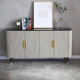 Modernes silberfarbenes Buffet-Sideboard mit Türen und Regalen, Küchenschrank, Gold-Finish, groß