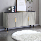 Modernes silberfarbenes Buffet-Sideboard mit Türen und Regalen, Küchenschrank, Gold-Finish, groß