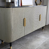 Modernes silberfarbenes Buffet-Sideboard mit Türen und Regalen, Küchenschrank, Gold-Finish, groß