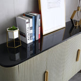 Modernes silberfarbenes Buffet-Sideboard mit Türen und Regalen, Küchenschrank, Gold-Finish, groß