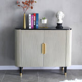 Modern Silver Sideboard Buffet With Doors&Shelves Kitchen Cabinet Gold Finish in Large