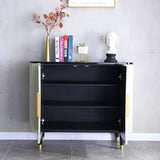 Modernes silberfarbenes Buffet-Sideboard mit Türen und Regalen, Küchenschrank, Gold-Finish, groß