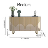 55.1" Modern Champagne Sideboard Buffet Black Faux Marble Top with 4 Doors in Medium