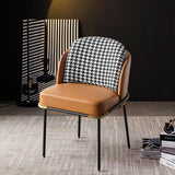 Upholstered Dining Chairs PU Leather Houndstooth Side Chair Set of 2