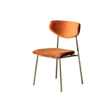 Modern Orange Upholstered Dining Chair Armless Dinging Chair Set of 2 in Gold