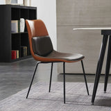 Blue Modern PU Leather Upholstered Dining Chair in Carbon Steel Legs Set of 2
