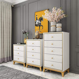 Post-Modern White Cabinet Tempered Glass Chest with 3 Drawers in Small