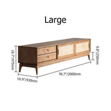 Cottage Walnut TV Stand for 80 inch TV with 2 Drawers & 2 Doors & Rattan-Richsoul-Furniture,Living Room Furniture,TV Stands