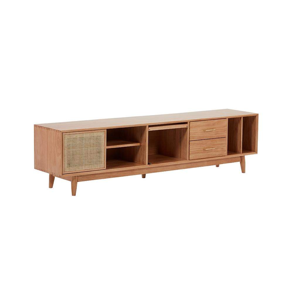Nordic TV Stand Natural Media Console with Doors & Drawers & Shelf Rattan Woven in Large-Richsoul-Furniture,Living Room Furniture,TV Stands