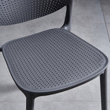 Silla de comedor de plástico gris oscuro moderna, taburete creativo para el hogar, silla sin brazos para adultos, juego de 2