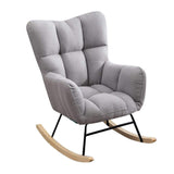 Modern Gray Accent Chair with Tufted Upholstered Cotton & Linen Rocking-Richsoul-Chairs &amp; Recliners,Furniture,Living Room Furniture