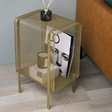 21" Modern Metal Rectangle Gold Magazine Rack-Furniture,Magazine Racks,Office Furniture