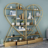 Gold Unique Modern Metal Shelf Bookcase with 2 Drawers Piece 1-Bookcases &amp; Bookshelves,Furniture,Office Furniture