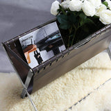 Modern Magazine Rack in Leather and Steel Brown-Furniture,Magazine Racks,Office Furniture