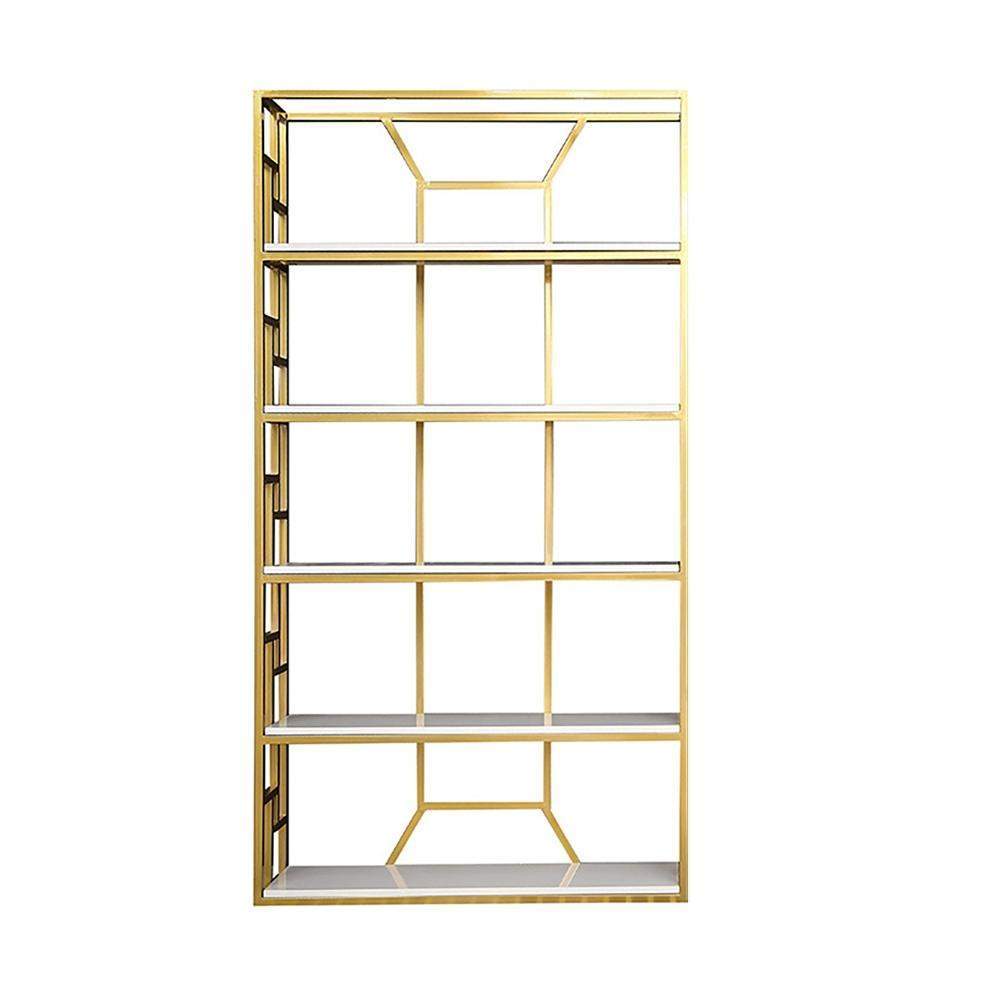 70.9" Contemporary Etagere Bookshelf in Gold & White-Bookcases &amp; Bookshelves,Furniture,Office Furniture