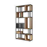 78" Contemporary Geometric Bookshelf Black & Natural-Bookcases &amp; Bookshelves,Furniture,Office Furniture
