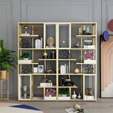 70.9" Contemporary Geometric Bookshelf Gold & White 8-Tiered-Bookcases &amp; Bookshelves,Furniture,Office Furniture