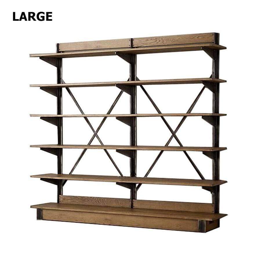 Industrial 6-Tiered Etagere Bookshelf in Black & Natural-Bookcases &amp; Bookshelves,Furniture,Office Furniture