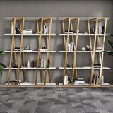 Contemporary Parallel Etagere Bookshelf in Black & Gold-Bookcases &amp; Bookshelves,Furniture,Office Furniture